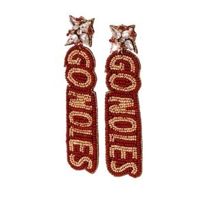 New Florida State FSU Go Noles Beaded Earrings Garnet Gold